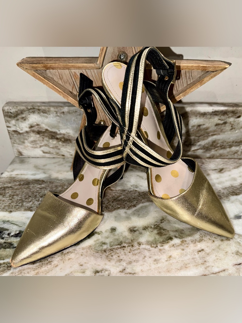 Boden Metallic Gold Slingback Heel 41